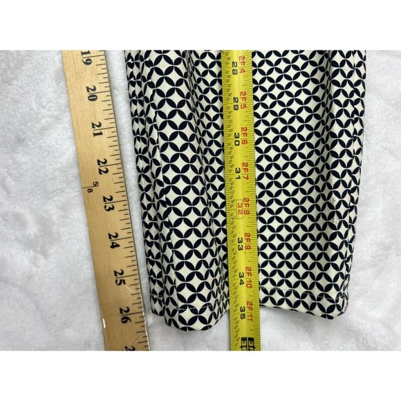 Dalia Ankle Pants Mid Rise Beige Navy Diamond Print Size 12 Large - Picture 7 of 9